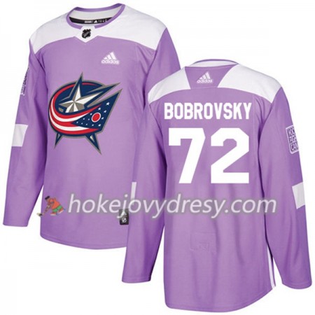 Pánské Hokejový Dres Blue Jackets Sergei Bobrovsky 72 Adidas 2017-2018 Nachová Fights Cancer Practice Authentic